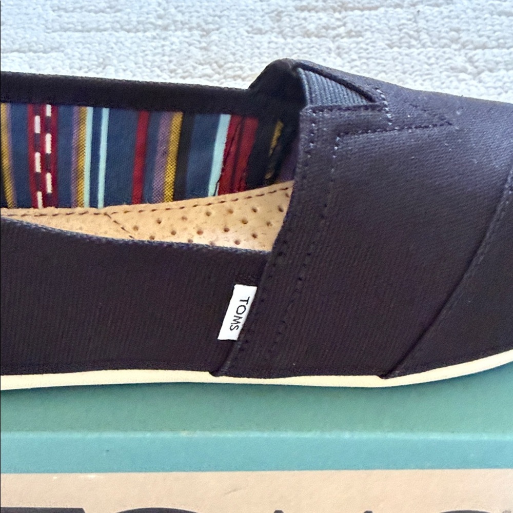 Toms Black Slip-On Canvas with Cream Sole